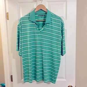 Mint green striped pebble beach performance polo
